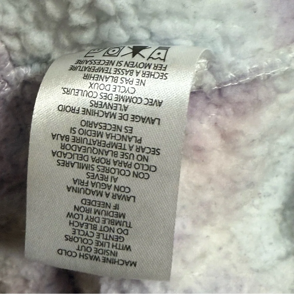 Limited Too Girls Sz 8 Sherpa Pastel Tie Dye Hooded Zip Up Jacket Pockets Spring